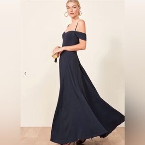 Reformation Poppy Formal Dress in Navy